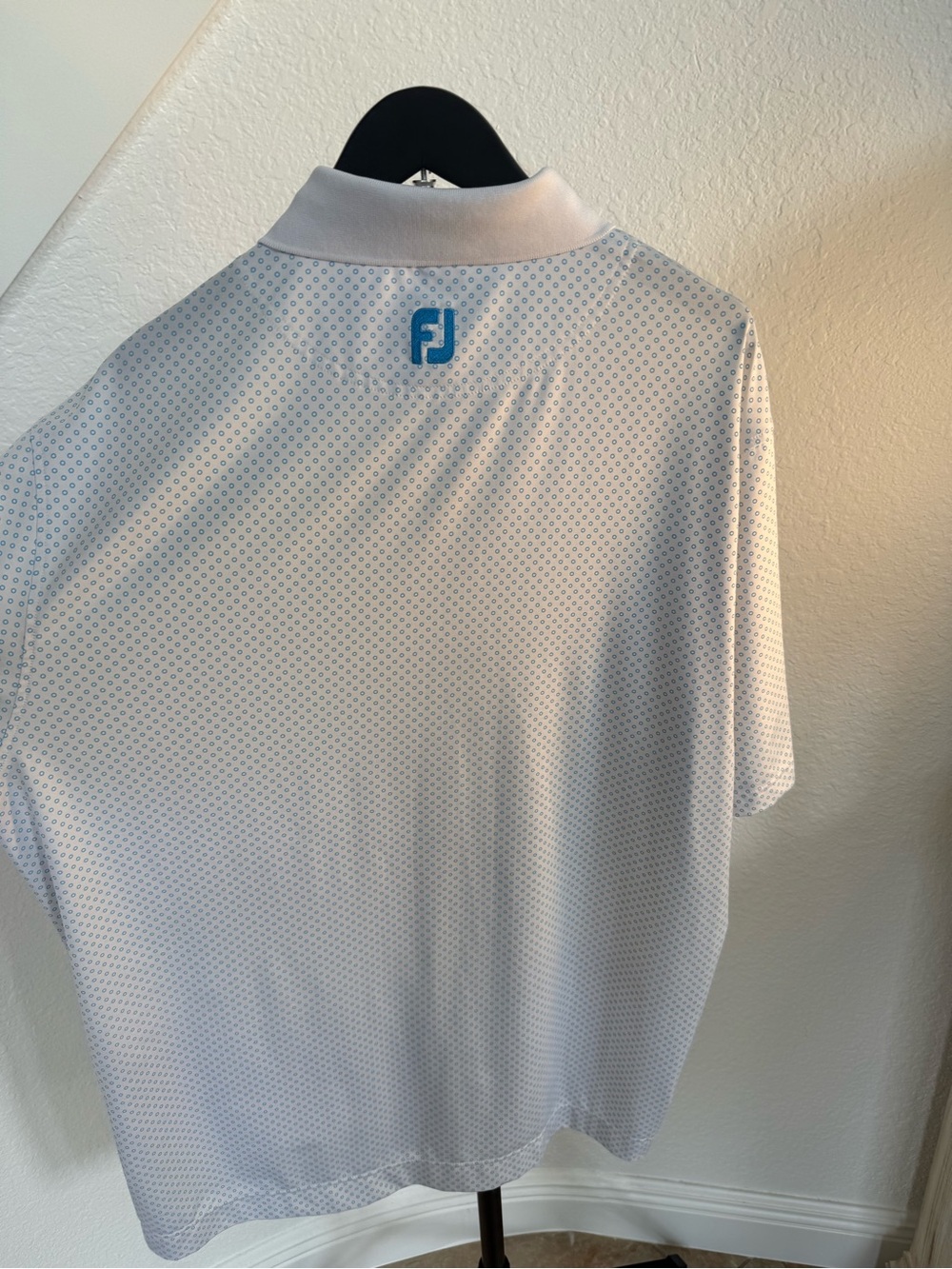 FootJoy White Polo with Light Blue Dot Pattern - Picture 5 of 15